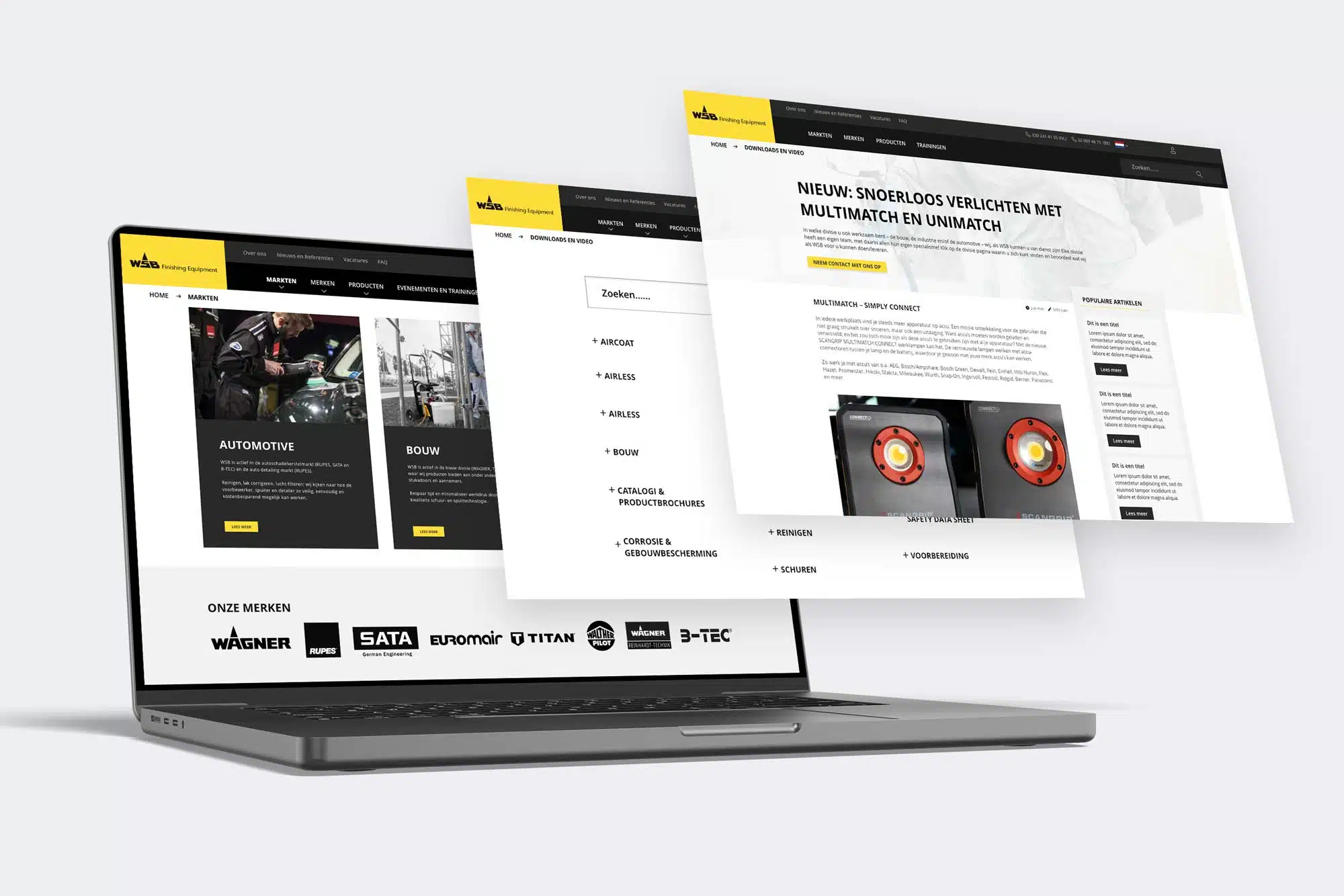 BURO210 Fullservice Marketingbureau Website van WSB Benelux op een laptop. Ontdek onze producten voor automotive, bouw en industrie. Klik hier voor meer informatie over WSB Benelux en onze diensten.